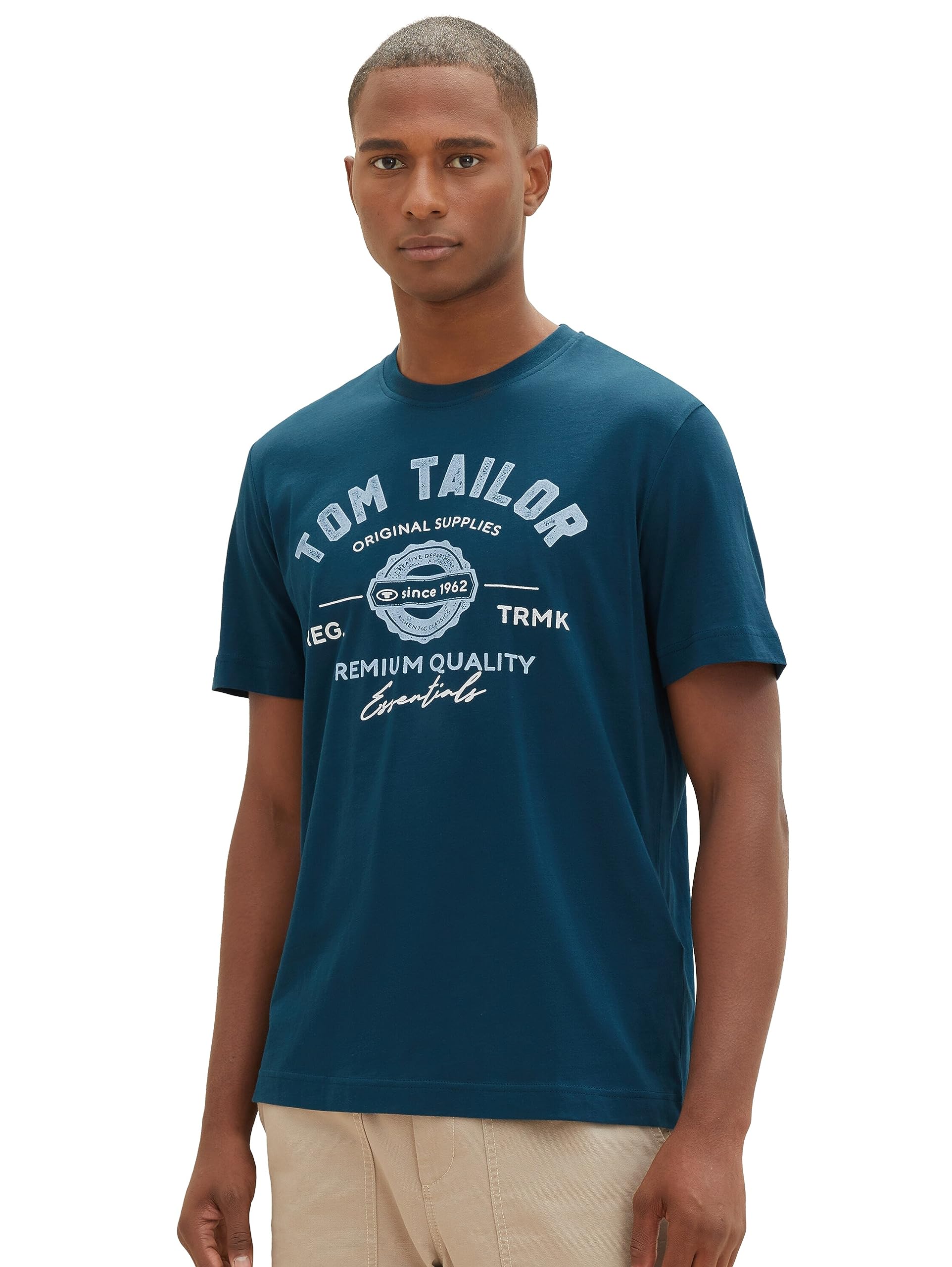 TOM TAILOR Men's Cotton T-Shirt with Logo Print