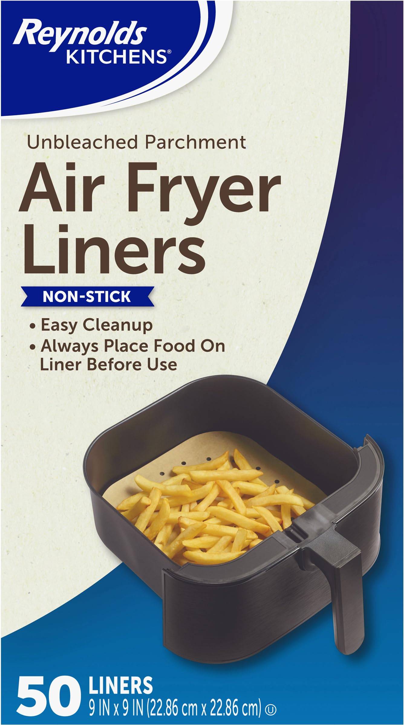 Reynolds Kitchens Air Fryer Liners Disposable, Unbleached Parchment Paper Sheets