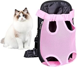 Adjustable Pet Carrier Backpack, Pet Leg Out Front Carrier Small Dog & Cat Hiking Backpack, Front Chest, Daily Walking (L)