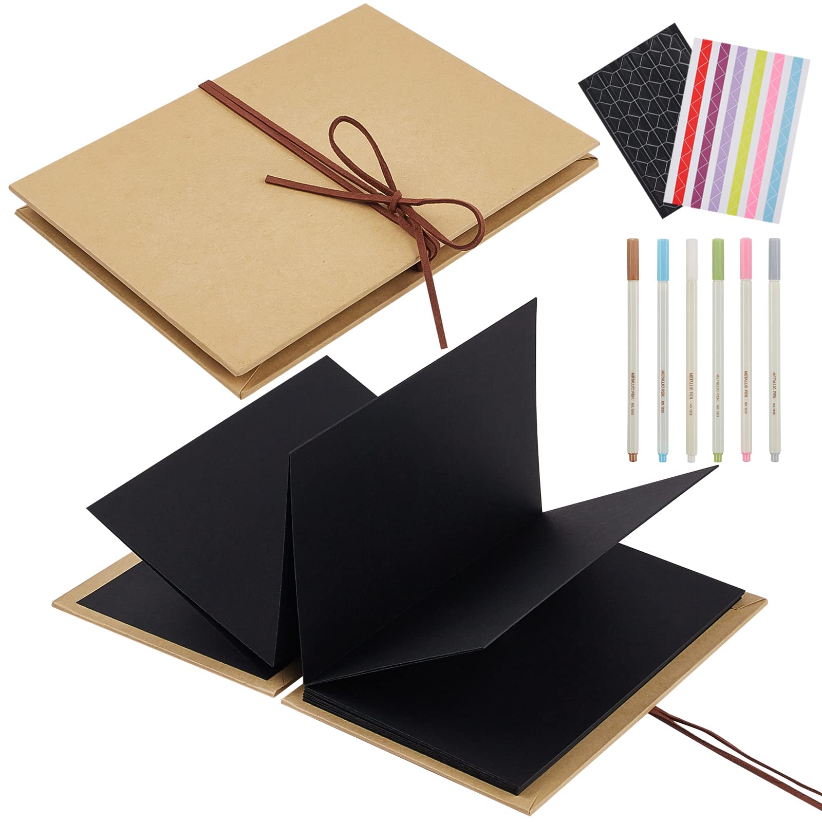 Jutieuo Small Accordion Scrapbook Album, 6x8 Inch with Marker Pens | Hardcover M