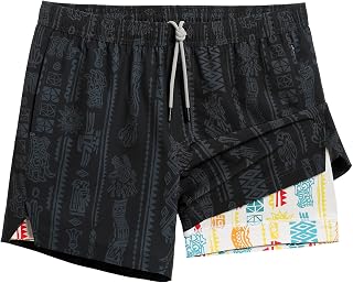 maamgic Men's 5 in One Compression Lining 2 in 1 Stretch Quick Dry Swimsuit with Zip Pockets
