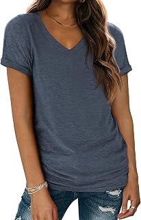 ATHMILE T Shirts Short Sleeve V Neck Tees for Women Fashion Tops Trendy Lightweight Casual Summer Outfits Clothes 2025 Beach