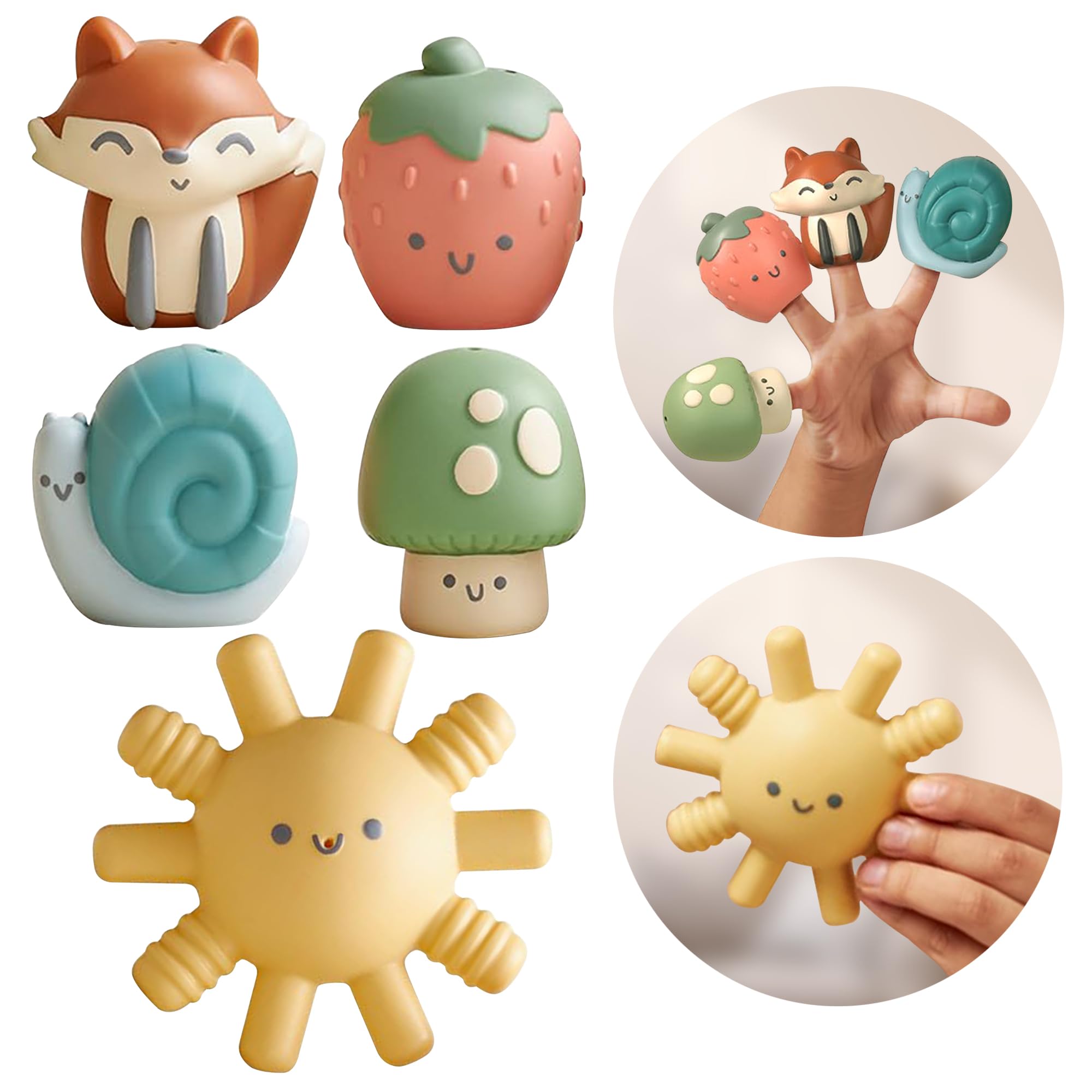 Itzy Ritzy Finger Puppet Bath Toy Set, 5-Piece Sensory Toy Set (Multicolor) | In