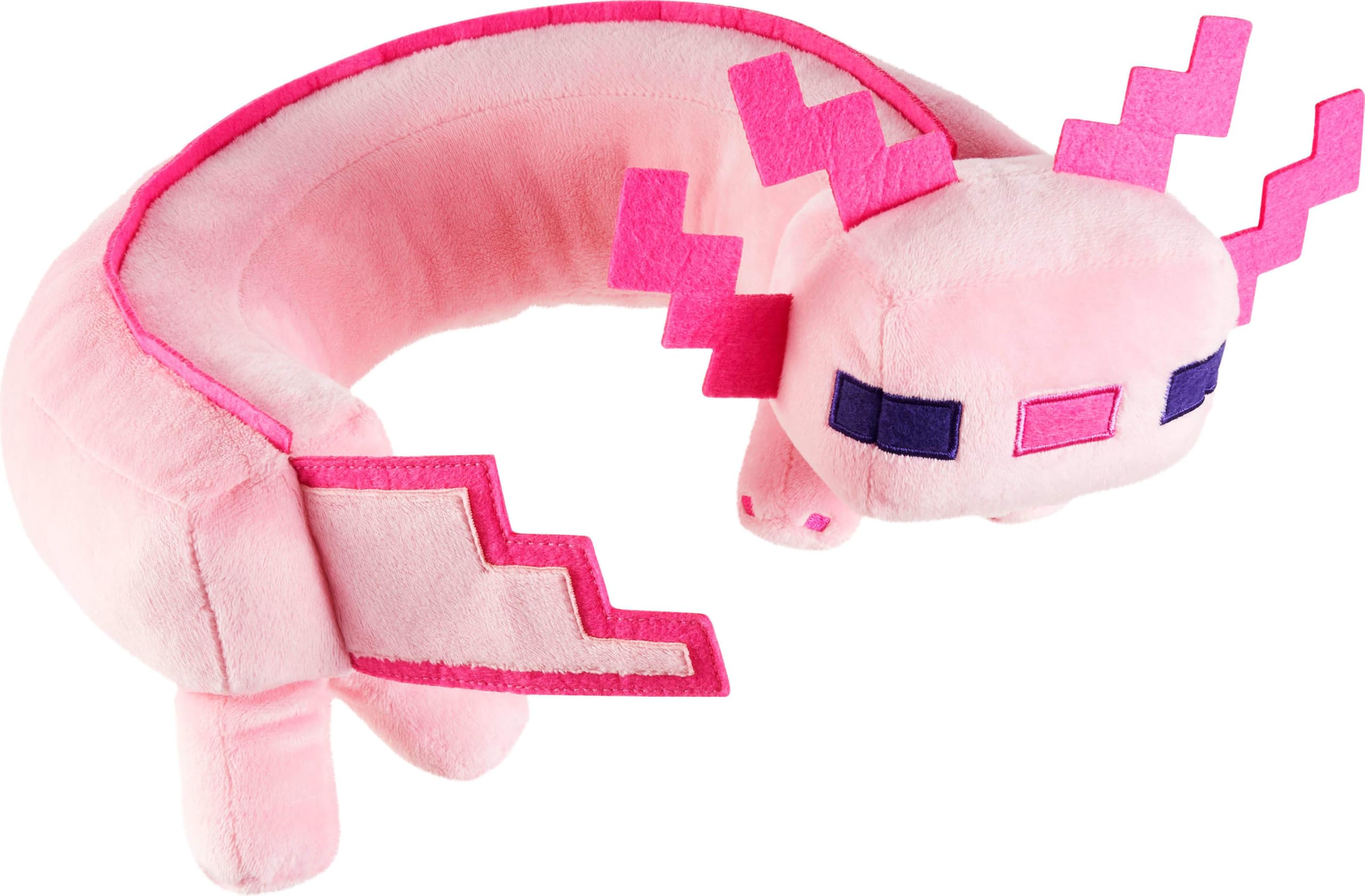 Mattel Minecraft Axolotl Neck Pillow, Plush Toy | Stuffed Toy with Sounds for Tr