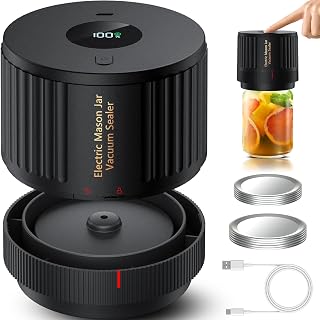 LOVE MOMENT Electric Mason Jar Vacuum Sealer Kit with One Touch Auto-Pause | for Wide Mouth and Regular Mouth Mason Jar