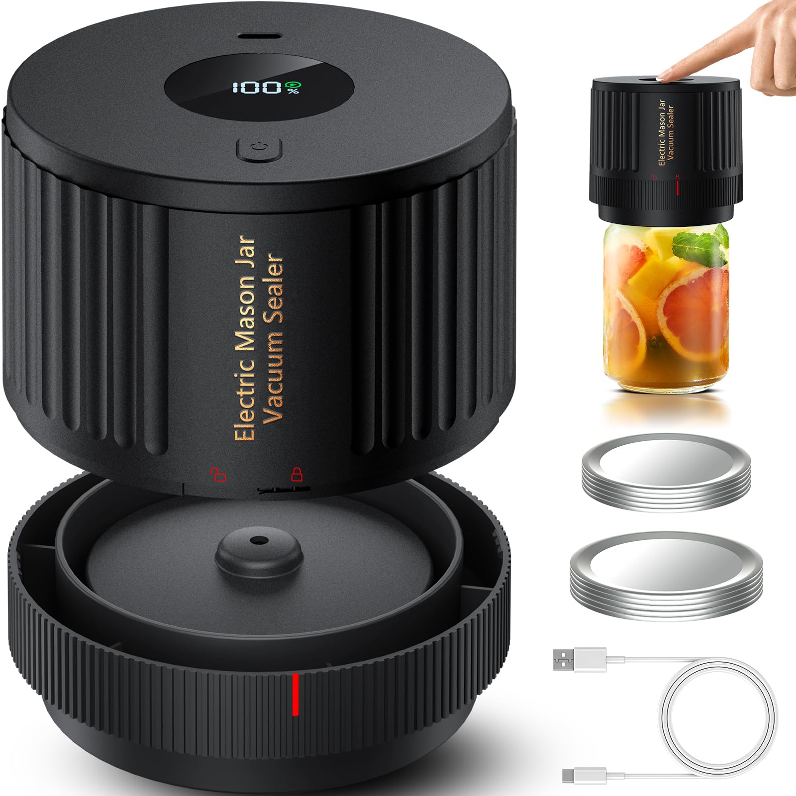 LOVE MOMENT Electric Mason Jar Vacuum Sealer Kit with One Touch Auto-Pause | for