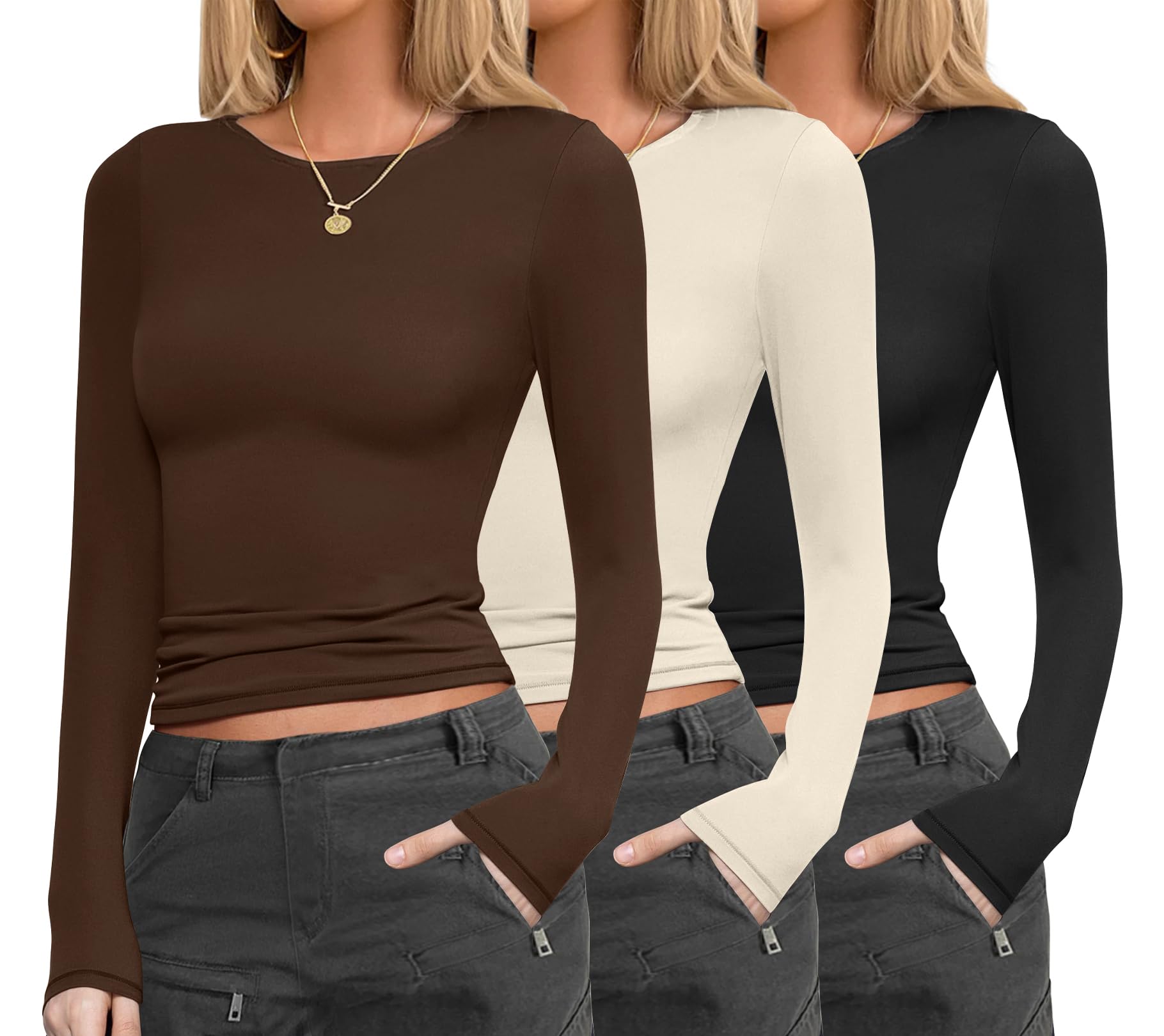 Ekouaer Long Sleeve Shirt Women Fitted Underscrub Top Thermal Undershirt | Under