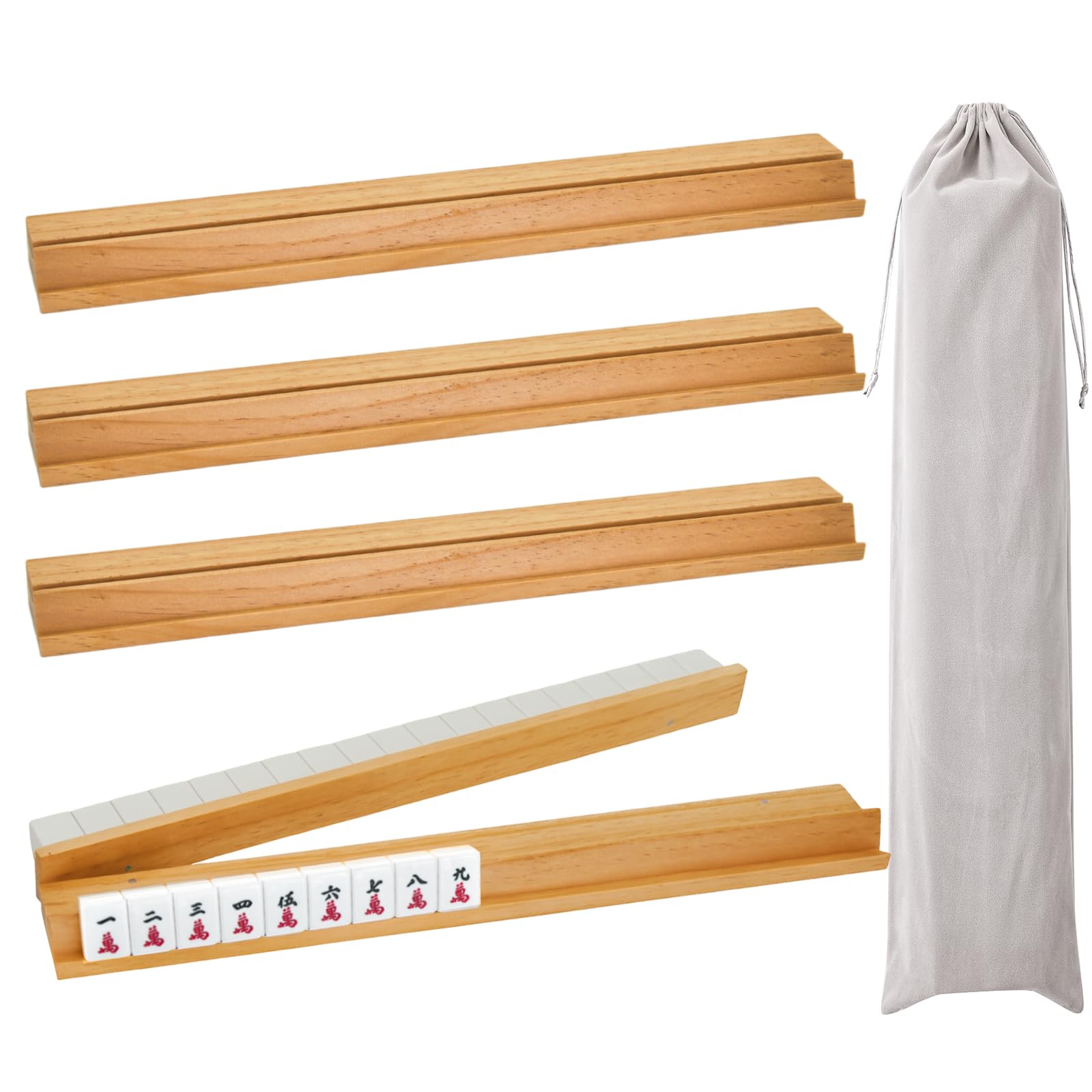 magic sewing machine 4PCS Wooden Mahjong Racks with Magnetic Pushers, 17.4 in Na