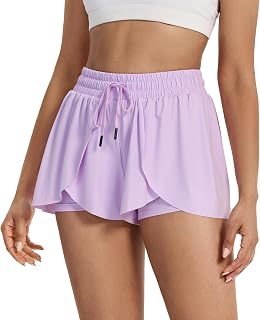 Flowy Running Shorts for Women Workout Athletic Gym Yoga Butterfly Skirt with Pockets Spandex Cute Clothes Summer