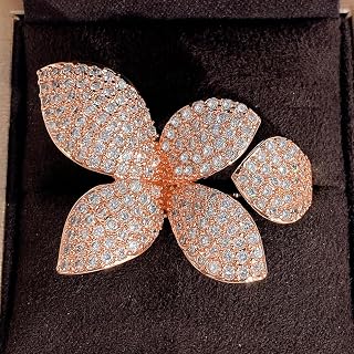 Gorgeous Adjustable Sparkling Flower Rings for Women Luxury Shinning Cubic Zirconia Finger Accessories