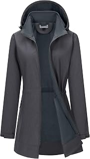 33,000ft Lightweight softshell jacket with hood, women's functional jacket, fleece lining, windproof, breathable, long hooded coat for cycling, outdoor hiking