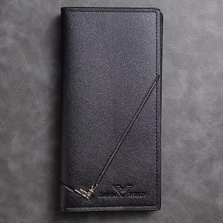 Slim PU Card Holder for Men Durable Large Capacity Long, Black, 18.5 x 9.5 cm / 7.3 x 3.7 in, Fashion