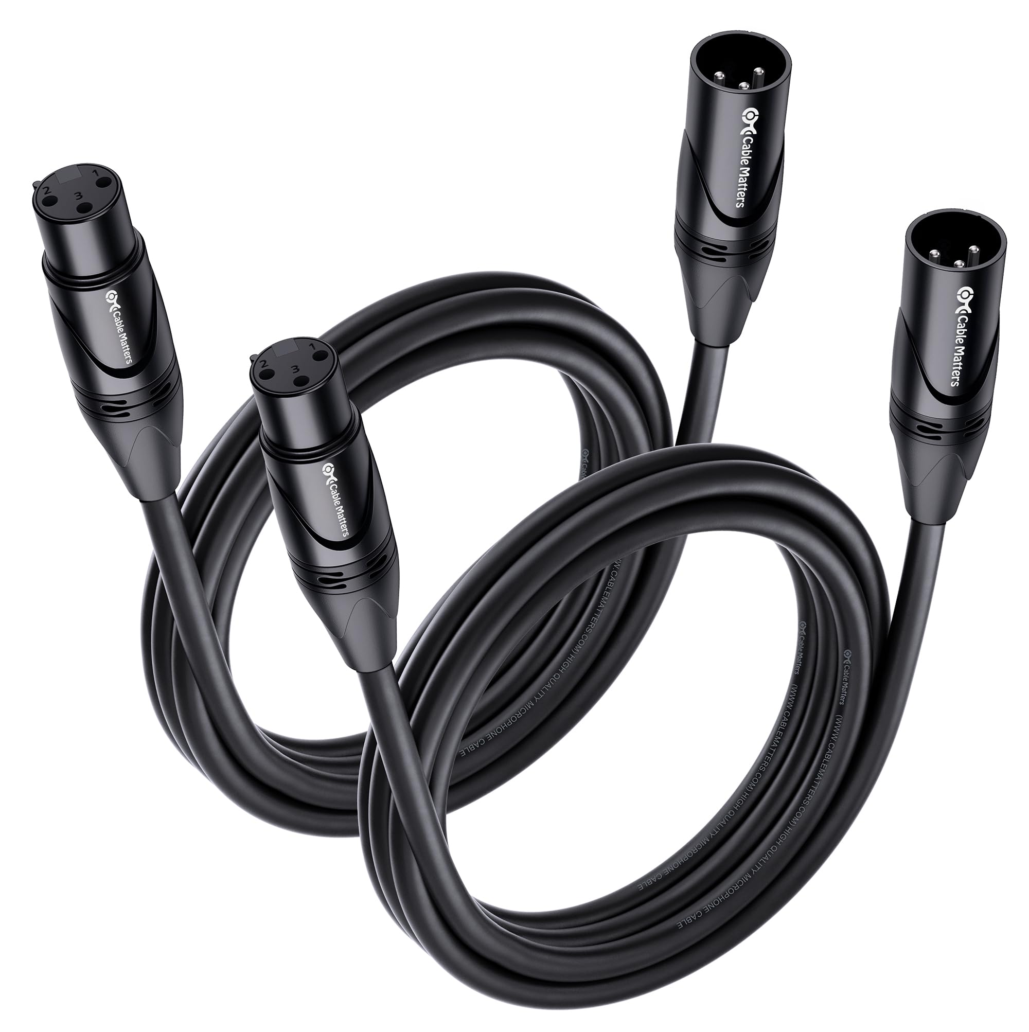 Cable Matters 2-Pack Premium XLR to XLR Cable, Microphone Cable, M-F, 6ft | Mic 