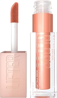 Maybelline Lifter Gloss, Hydrating Lip Gloss with Hyaluronic Acid, High Shine for Plumper Looking Lips, Amber, Cream Neutral, 0.18 Ounce