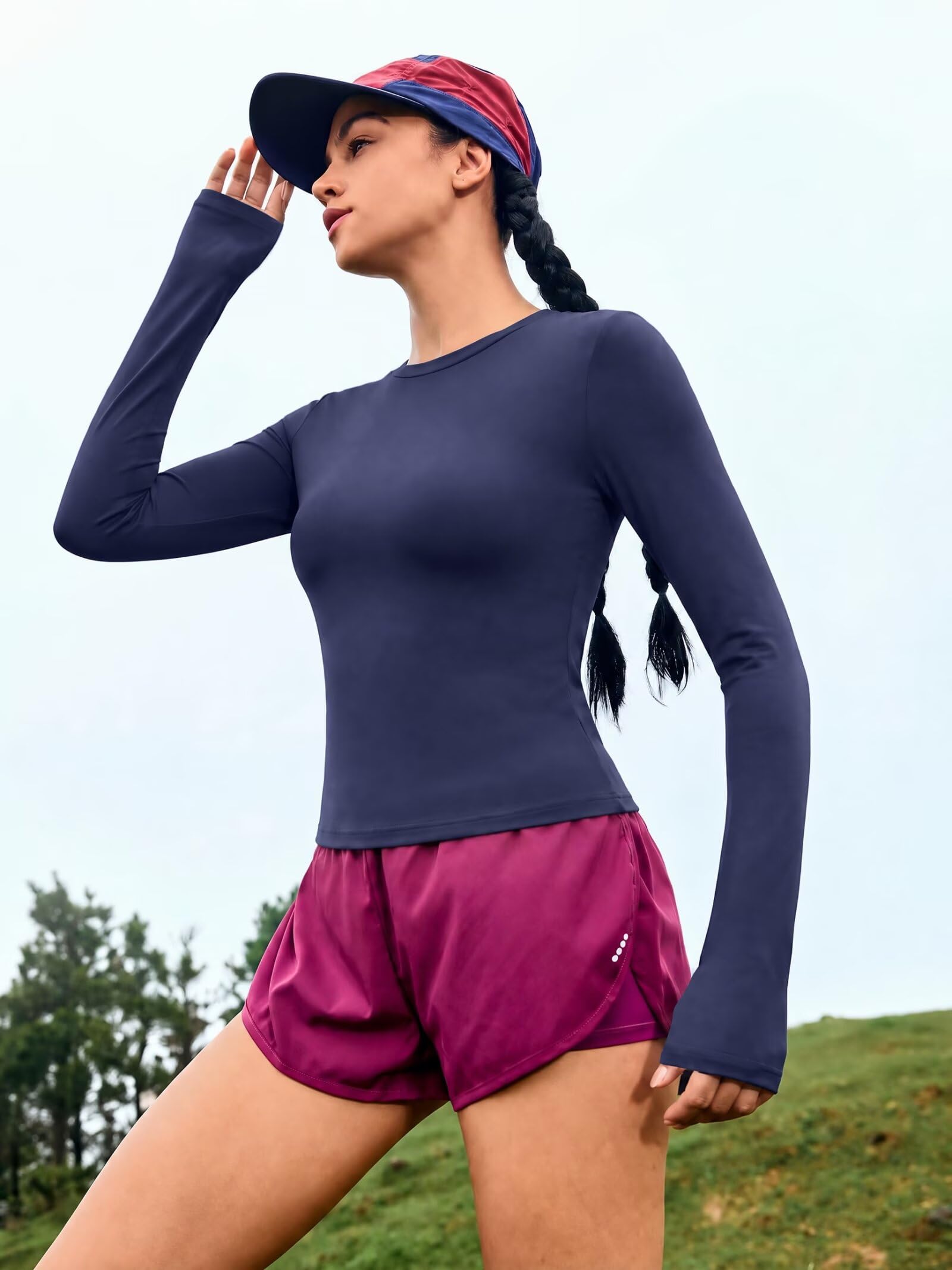 Women's Casual Sweatshirt Slim Fit Crew Neck Long Sleeve Pullover