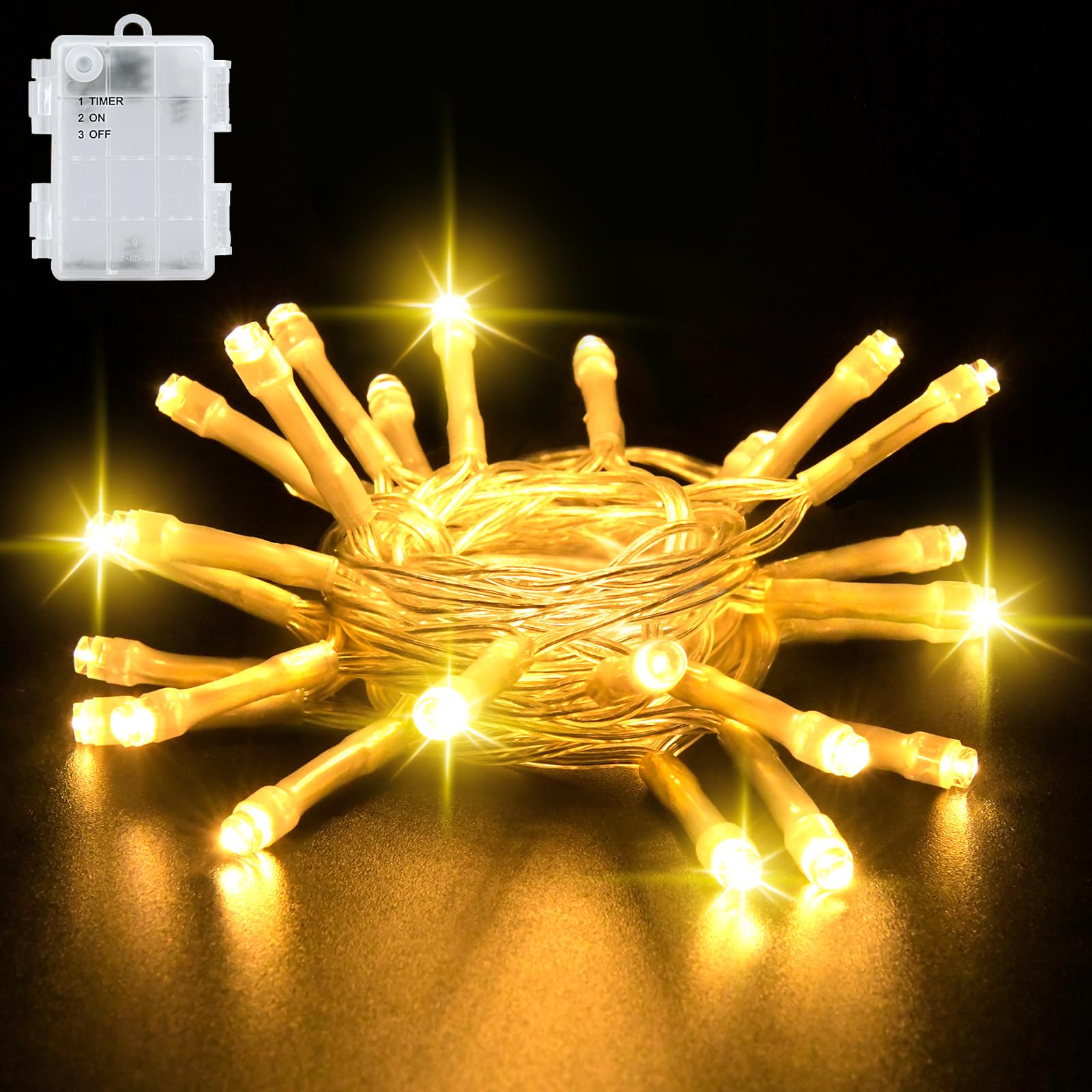 cshare Battery Fairy Lights, 2M 20 LED Fairy Lights Battery Operated with Timer,