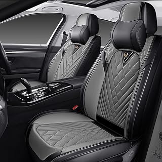 Car Seat Covers Front Seats for Toyota bZ4X 2023-2026, Waterproof Nappa Leather Car Seat Cover, Full Coverage Car Seat Covers Sets(2 Seats with Headrests/Black Gray)