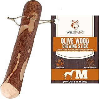 Wildfang® Olive Wood Chewing Sticks for Dogs, Medium – Tough Dog Chews for Aggressive Chewers, Puppy Toys for Teething, Training for Chewing Muscles, Olive Wood Stick Dog Toy (15–25 kg)