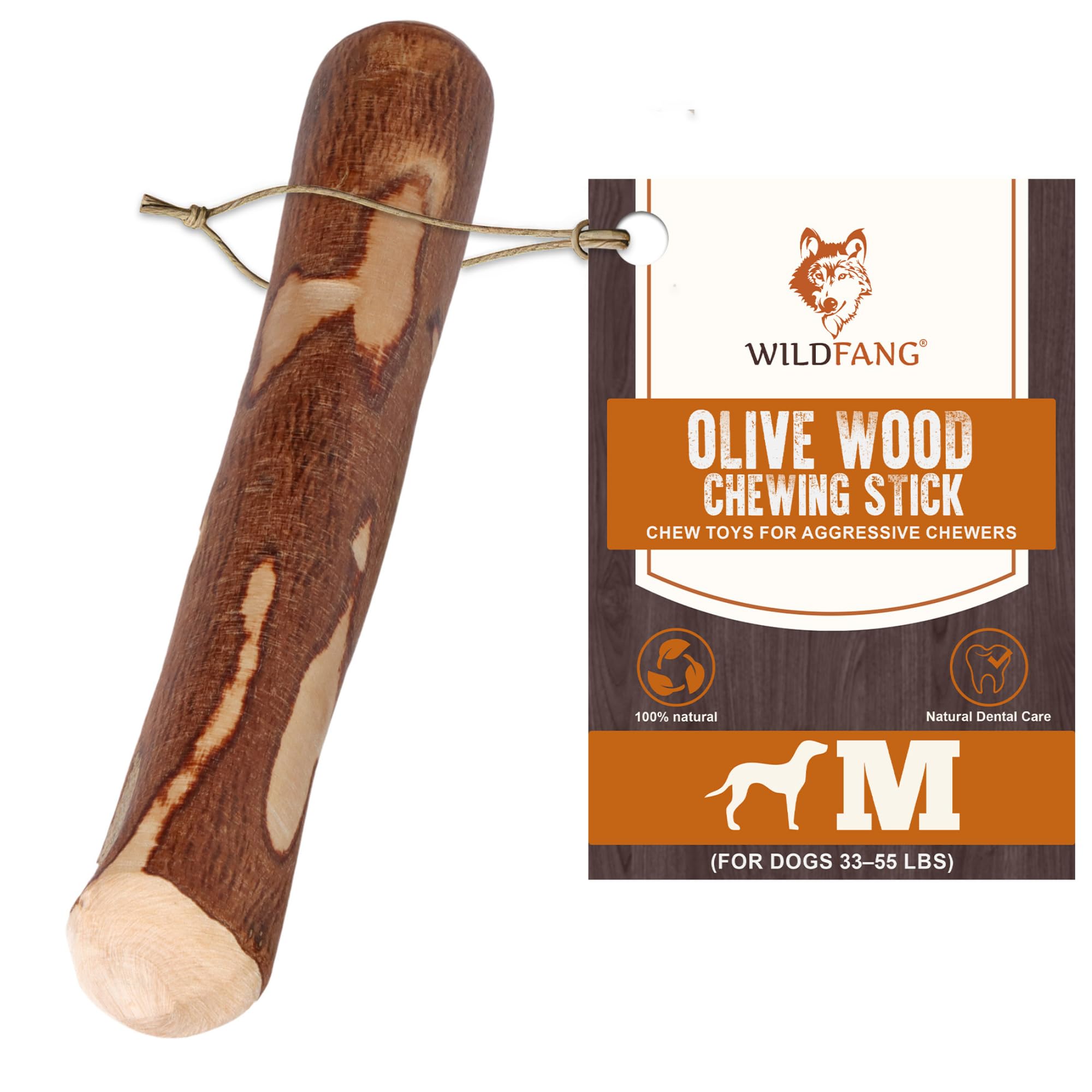 Wildfang® Olive Wood Chewing Sticks for Dogs, Medium – Tough Dog Chews for Aggre