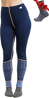 100% Merino Wool Base Layer Womens Leggings, Thermal Underwear + Wool Socks
