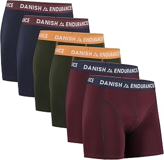 DANISH ENDURANCE Men's Boxer Shorts, Cotton, with or Without Flap, 6 Pairs