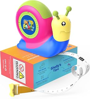 PLAYPARTY 8ft Tape Measure for Kids, STEM Educational Tool with Level, Protractor and Eraser, Retractable Snail Shaped Measuring Tapes, Child-Safe Gift for Boys & Girls 3+, Green
