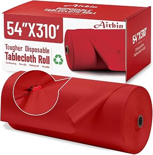 Plastic Table Cloth, 310 Ft X 54 In Disposable Tablecloth Red Tablecloth