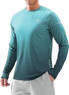 Men UPF 50+ Rash Guard Long Sleeve Sun Protection Shirt SPF UV for Fishing Hiking Running Workout Athletic Shirt