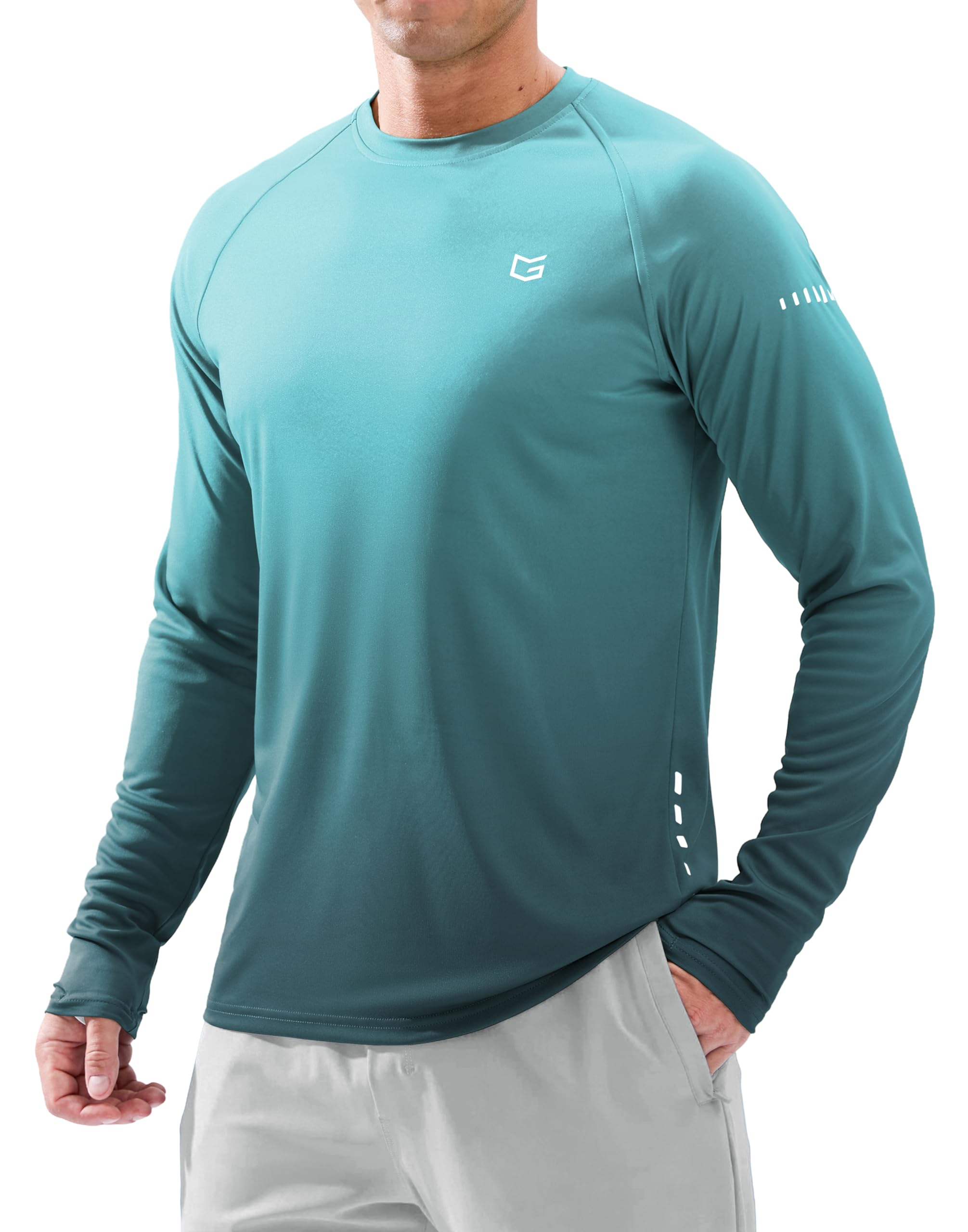 Men UPF 50+ Rash Guard Long Sleeve Sun Protection Shirt SPF UV for Fishing Hikin