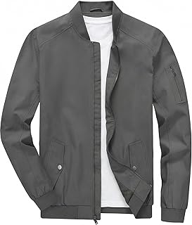 TBMPOY Men's Lightweight Bomber Jackets Lightweight Jackets Casual Autumn Windbreaker Outdoor Golf Coat Fashion For Men