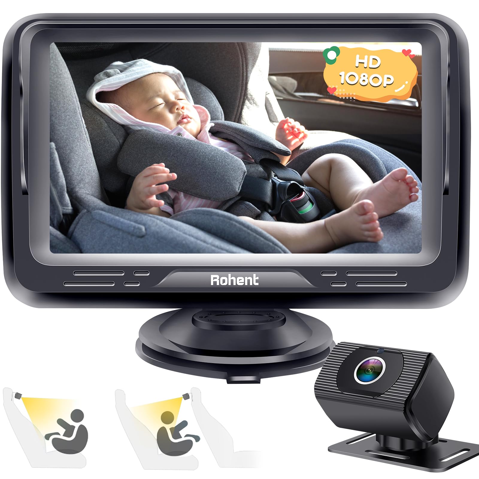 Baby Car Camera HD 1080P: Baby Car Mirror 5 Mins Easy Install for Car Seat | Cry
