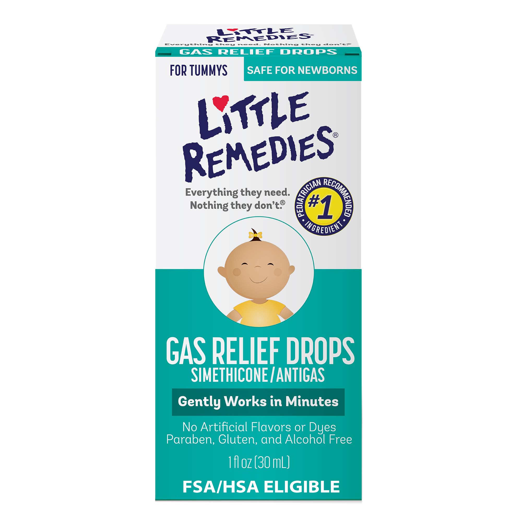 Little Remedies Newborn Gas Relief Drops, Natural Berry, 1 Fl Oz | Relieves Disc