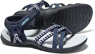 UBFEN Sandali da trekking da donna, con supporto ad arco per spiaggia, vacanze, casual, campeggio, Un blu rosa, 39 EU