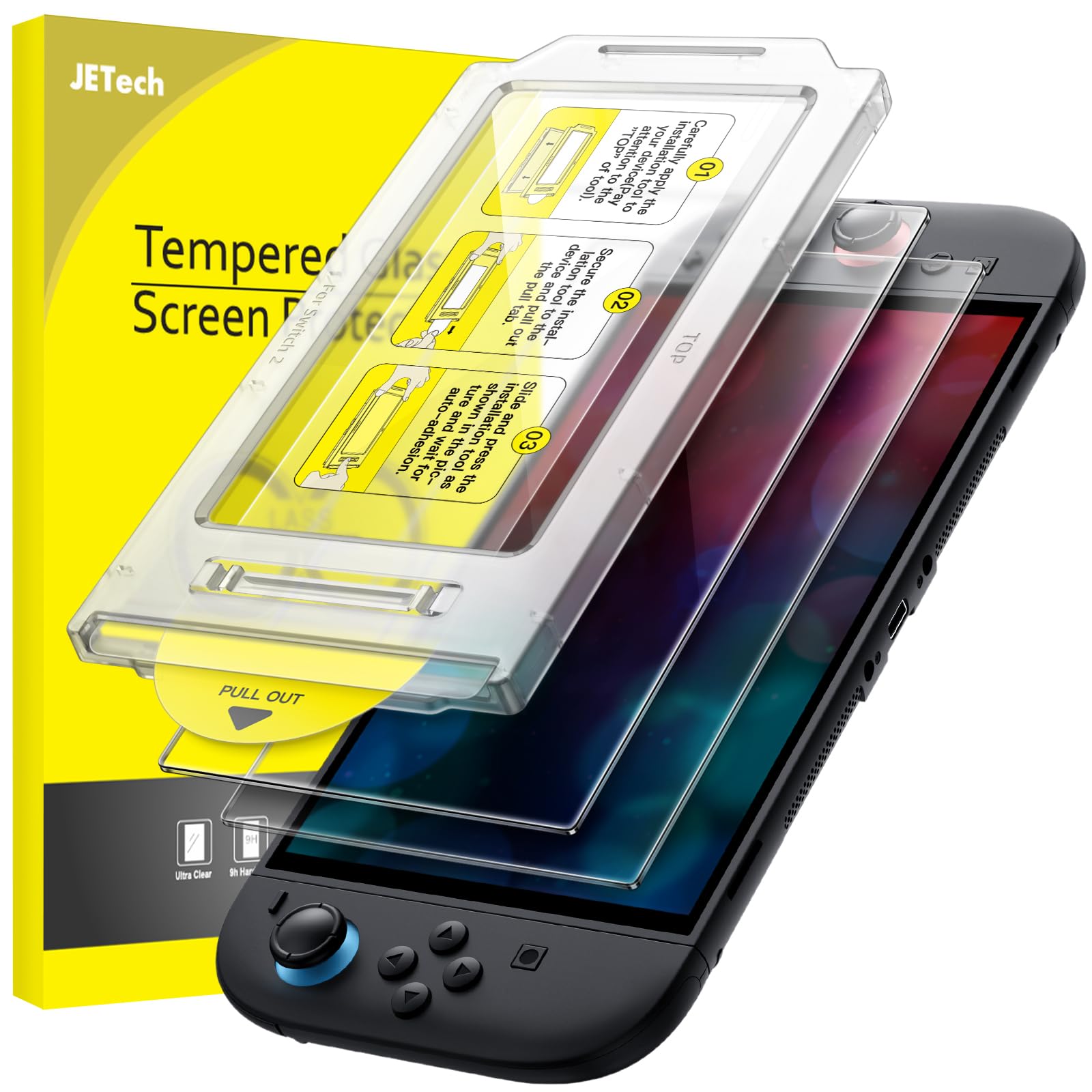 JETech Screen Protector for Nintendo Switch 2, 2-Pack | Auto Alignment Installat