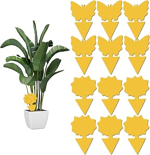12 pack Sticky Fruit Fly and Fungus Gnat Trap Yellow Sticky Fly Traps Insect Killer for Houseplant indoor and outdoor plants