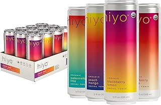 Hiyo Non-Alc Functional Seltzer, Adaptogens & Nootropics, 12 fl oz, 12pk | Classic Pack, Organic Social Tonic, Non-Alcoholic Beverage, Functional Drink, 30 Cals, Gluten Free, Vegan, Non-GMO