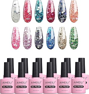 AIMEILI Smalto Semipermente in Gel UV LED Kit Semipermanente Unghie Smalti Semipermanenti Smalti Colorati Gel per Manicure Soak Off Gel Polish Set 12 x 10 ml - Set Numero 7