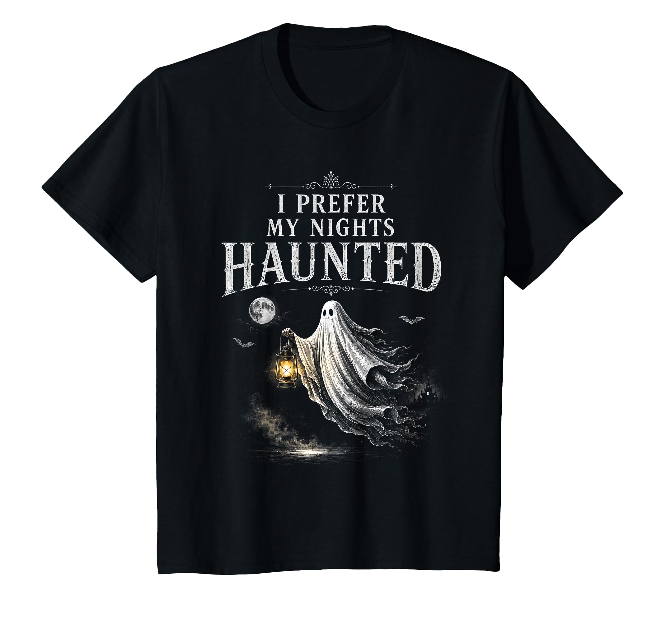 I Prefer My Nights Haunted Paranormal Halloween Ghost T-Shirt