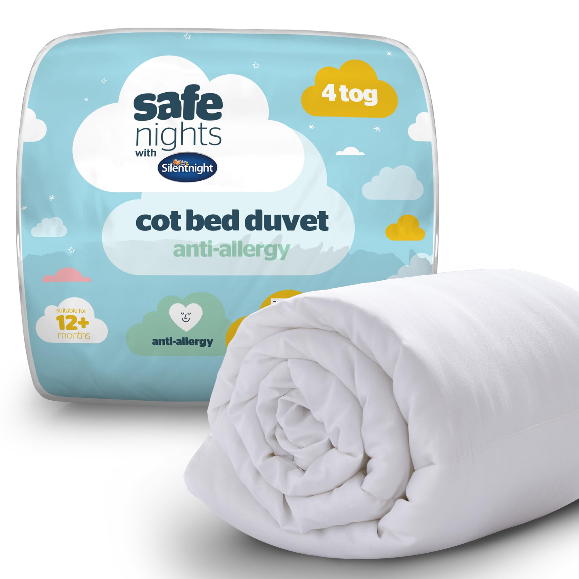 Silentnight Safe Nights Cot Bed Duvet 4 Tog – Anti Allergy Lightweight Soft Snug