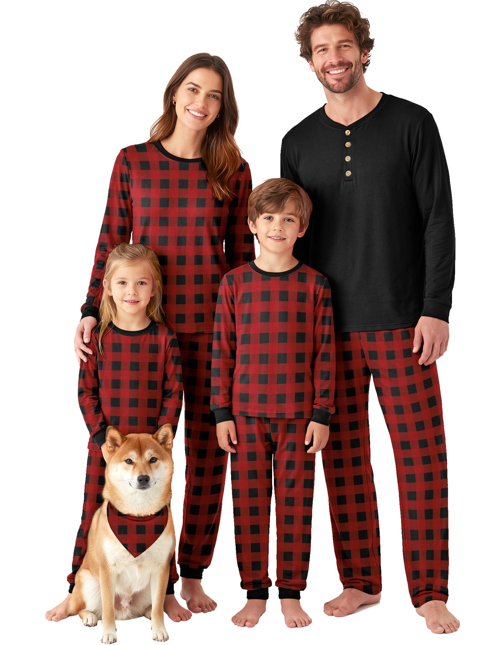 Ekouaer Pijamas familiares de Navidad a juego para mujer y hombre, pijamas de ma
