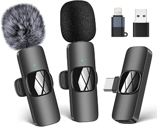 HMKCH Wireless Lavalier Microphone for iPhone - iPad, Android Phone,Computer, Mini Lapel Mic with Noise Reduction and crystal sound for Video Recording, Vlogging, TikTok, YouTube