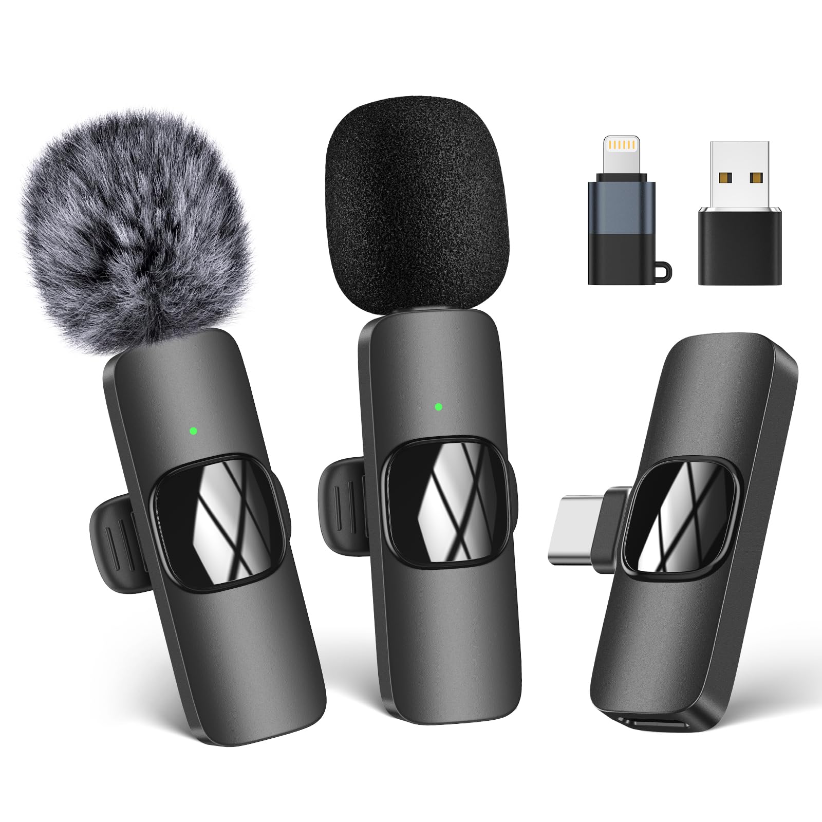 HMKCH Wireless Lavalier Microphone for iPhone - iPad, Android Phone,Computer, Mi