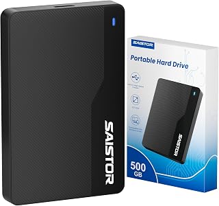 SAISTOR Portable External Hard Drive 500GB HDD USB 3.0 Storage Expansion | Compatible with PS4, PC, Mac, Laptop, Xbox Office