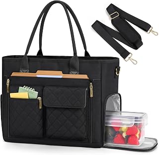 RAINSMORE Teacher Tote Bag with Lunch Compartment Laptop Work Bag for Women