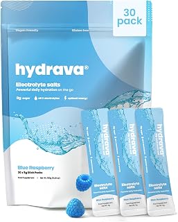 Electrolyte Sachets | 30 Pack | Sugar Free Electrolytes with Sodium, Magnesium, Vitamin C & More | Rehydration Powder with All Natural Flavours and Zero Sugar | Blue Raspberry