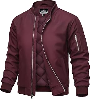 MAGCOMSEN Bomber da uomo, casual, antivento, trapuntato, con cerniera intera, giacca a vento invernale calda, giacca Varsity con tasche
