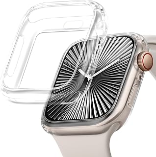 JR.DM 44mm Soft Flexible TPU Case Compatible with Apple Watch Series 6/5/4/SE, Touch Screen, Lightweight, Anti-scratch, Full Protection, Slim, Shockproof, Shiny Bumper