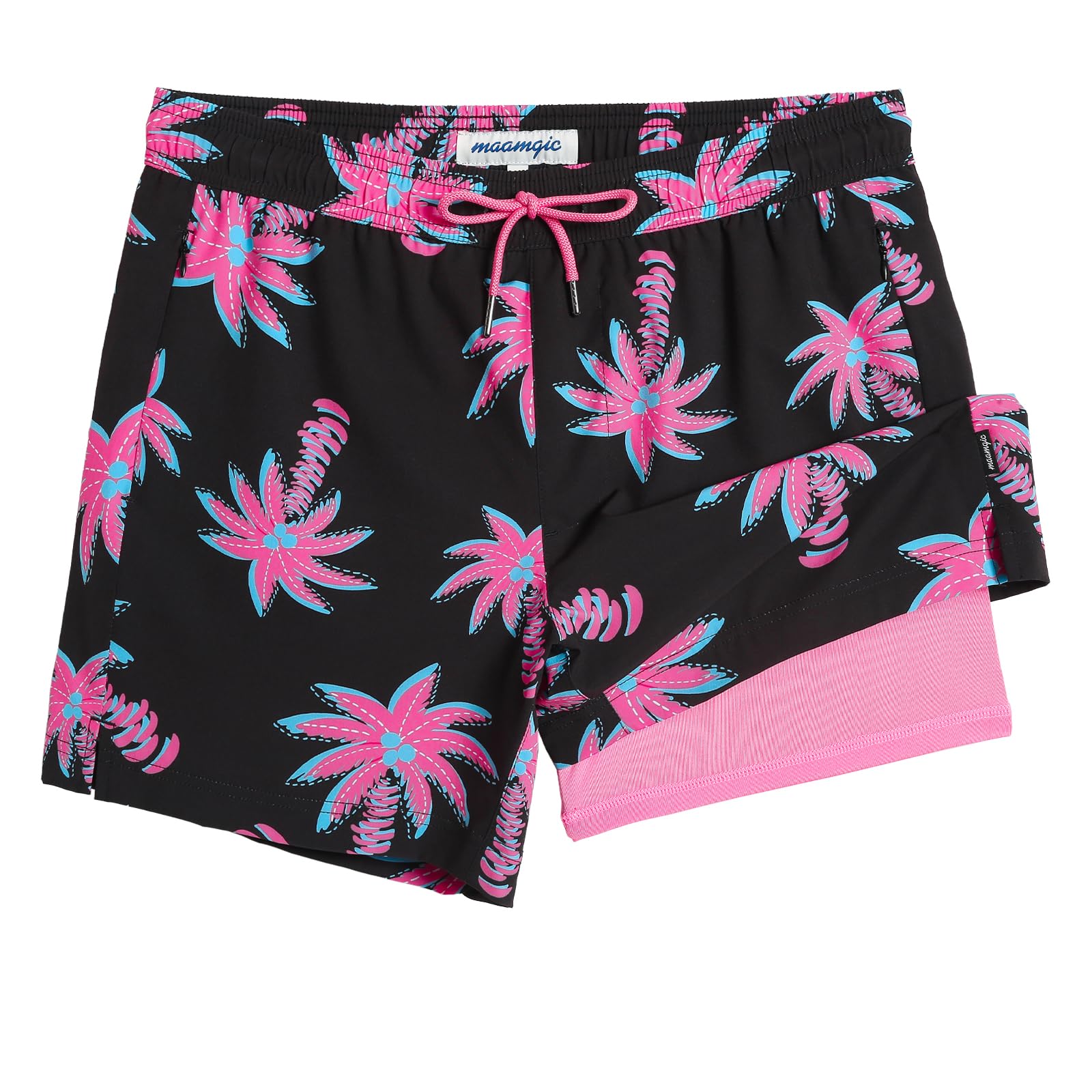 maamgic Men's 5.5 Inches Swim Trunks with Compression Lining Quick Dry Beach Sho