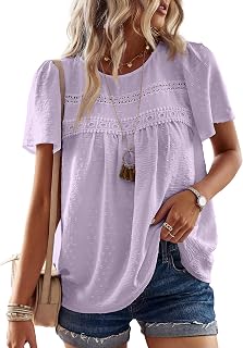 Falechay Womens Summer Tops Flowy Boho Dressy Casual Short Sleeve Shirts