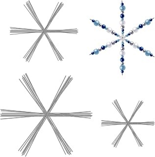 Hotop 24 Pcs Christmas Snowflake Wire Xmas Beading Supplies, 3.7/4.5/6 Inch | Xmas Bead Wire for DIY, Jewelry Making Wrapping Wire, Christmas Craft Making Supplies, Christmas Winter Snowflake Forms,